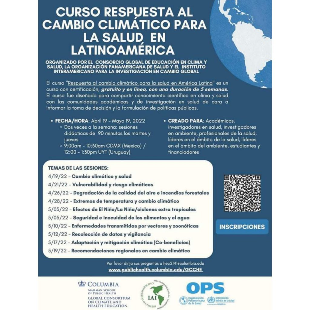 Curso “Respuesta al cambio climático para la salud en Latinoamérica”