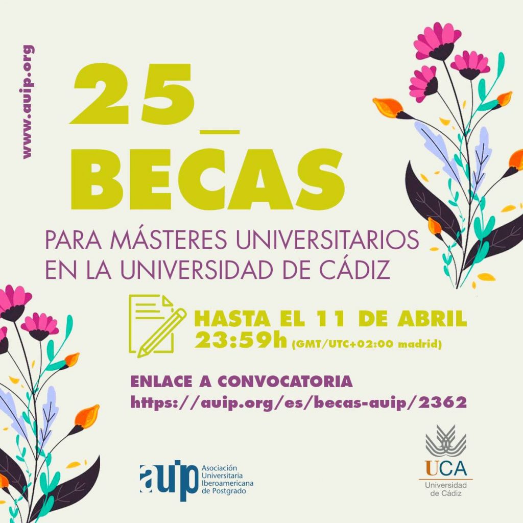 Becas para cursar Másteres Universitarios en la Universidad de Cádiz 2022