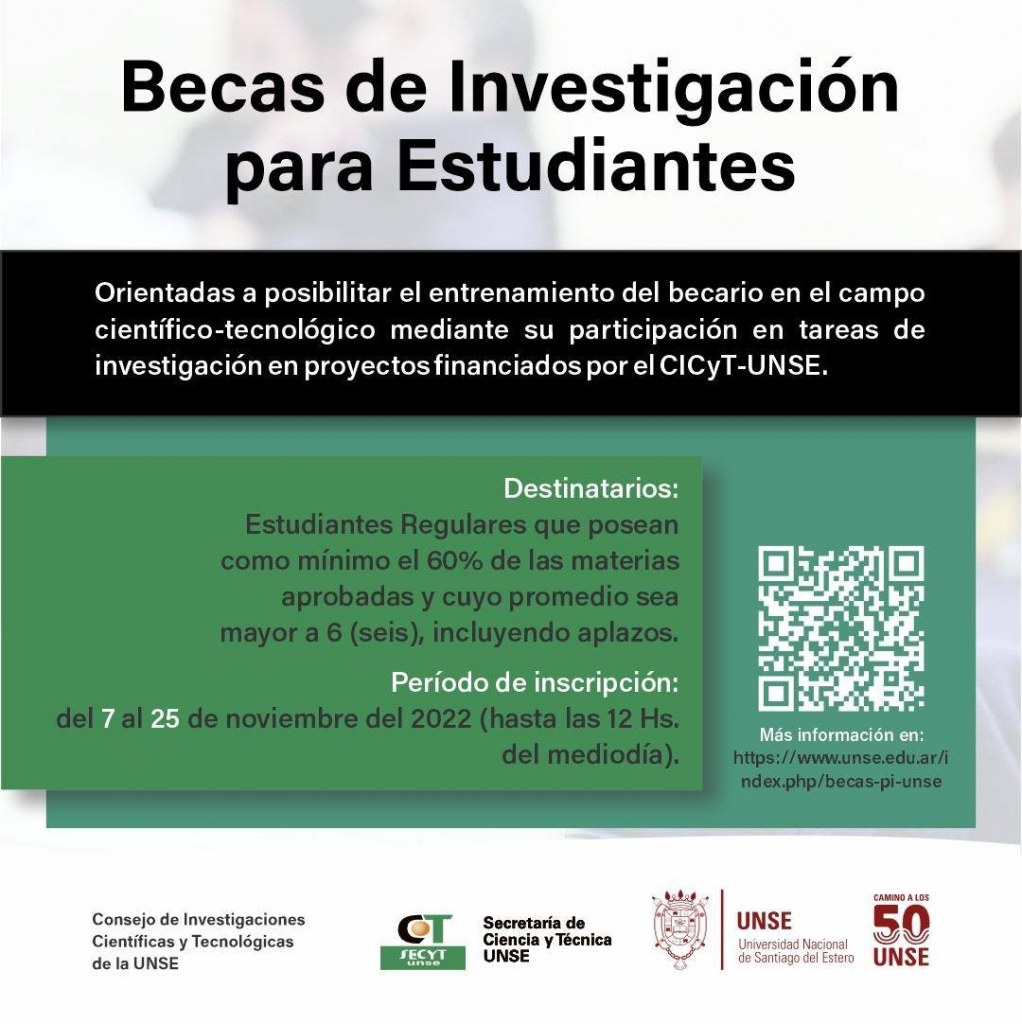 Becas de Investigación para Estudiantes – Convocatoria 2022