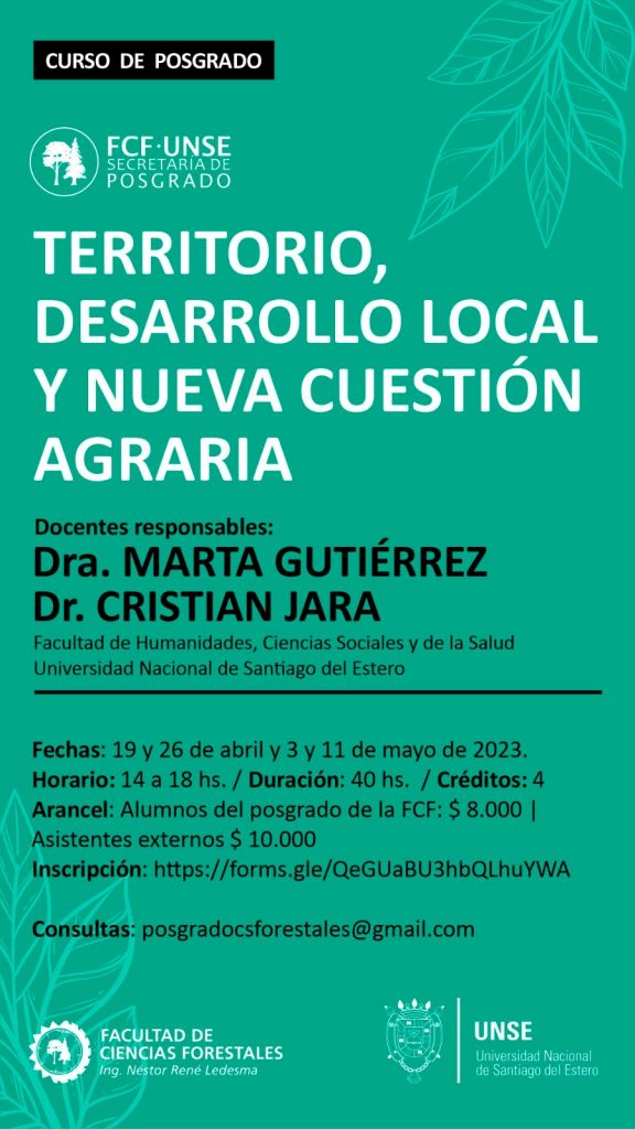Curso de posgrado: «Territorio, desarrollo local y nueva cuestión agraria»