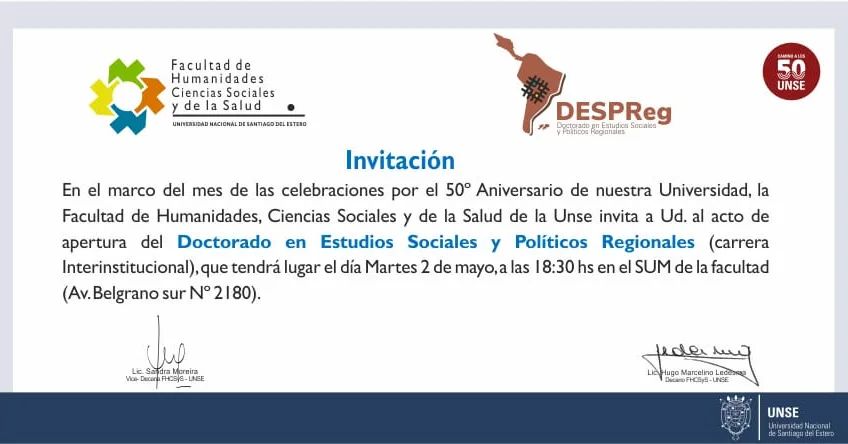 Apertura del Doctorado en Estudios Sociales y Políticos Regionales