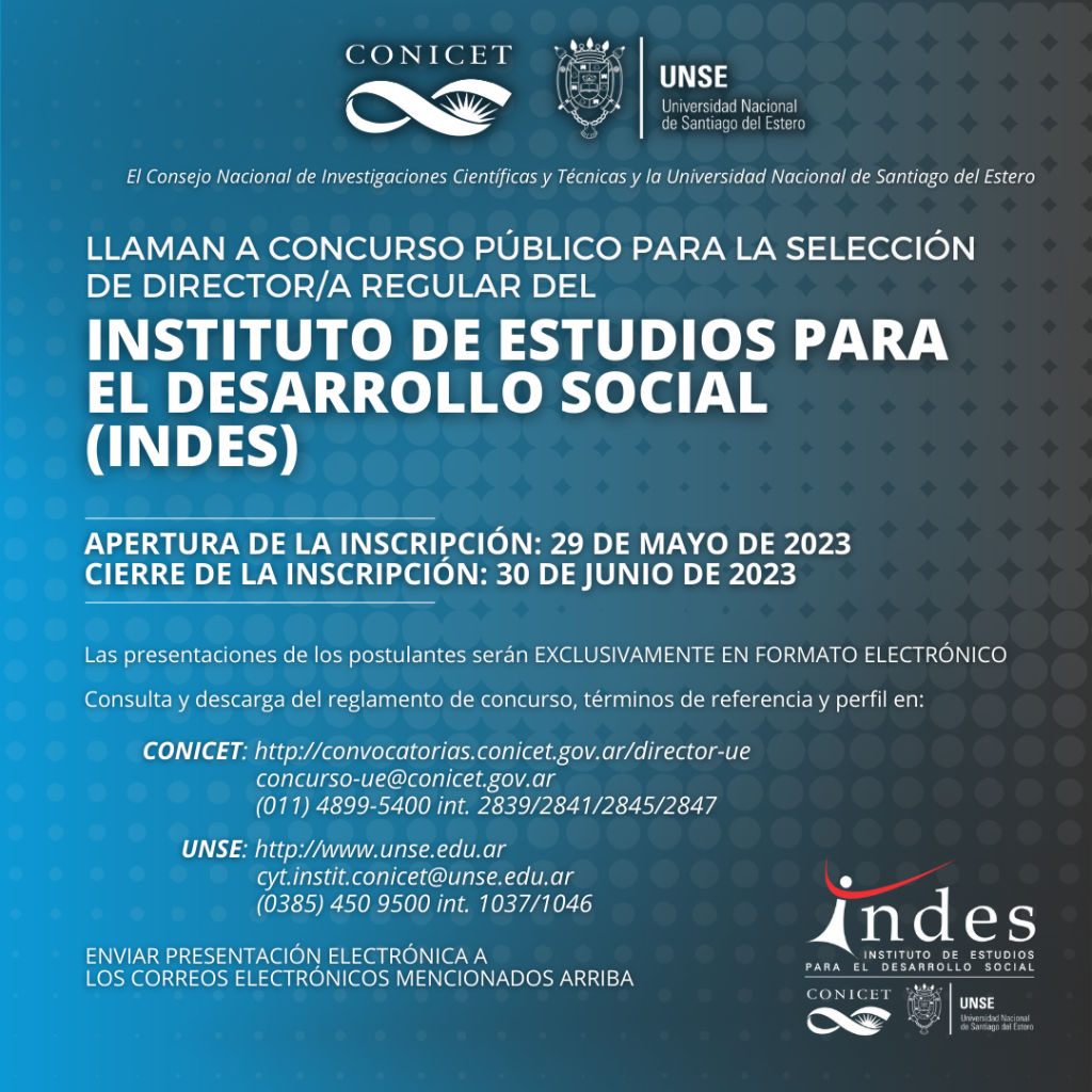 Llamado a concurso público para la selección de Director Regular para el INDES y el INBIONATEC