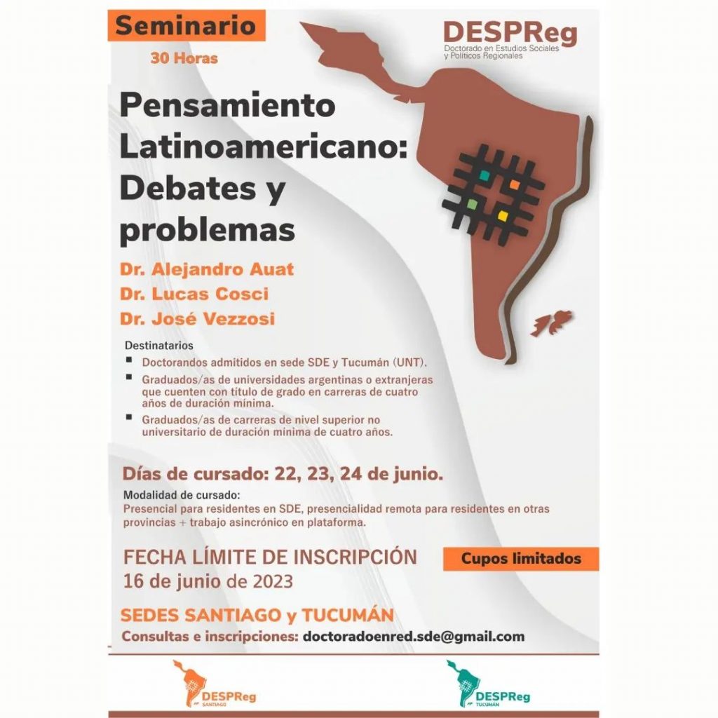 Inscripciones abiertas para el segundo seminario de “Pensamiento Latinoamericano: Debates y Problemas”