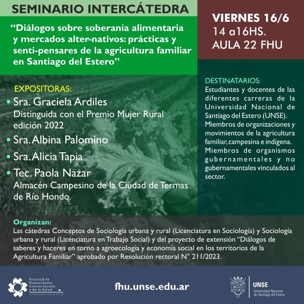 Seminario Intercátedra: «Diálogos sobre soberanía alimentaria y mercados alter-nativos»