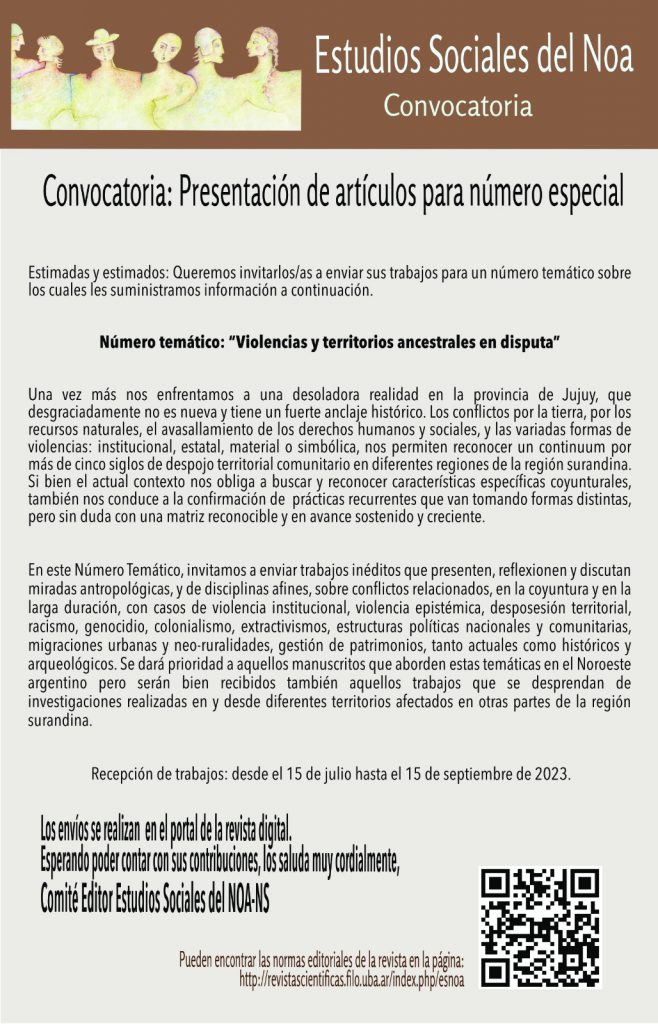 Convocatoria de revista Estudios Sociales del NOA