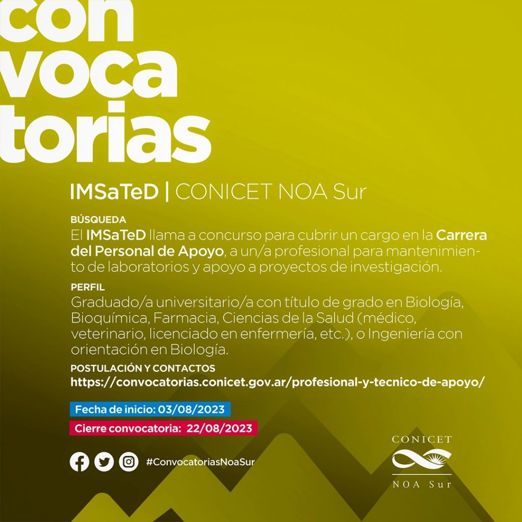 Convocatoria del IMSaTeD para cargo en la Carrera del Personal de Apoyo