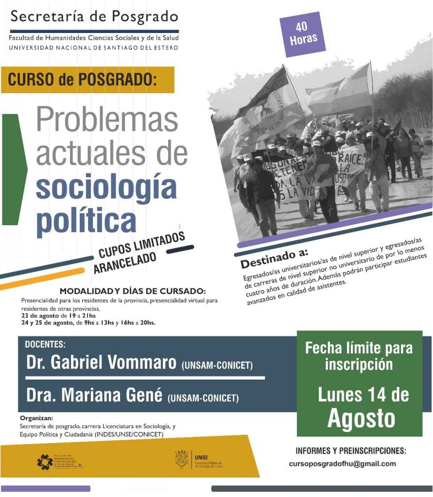 Curso de posgrado “Problemas actuales de Sociología Política”
