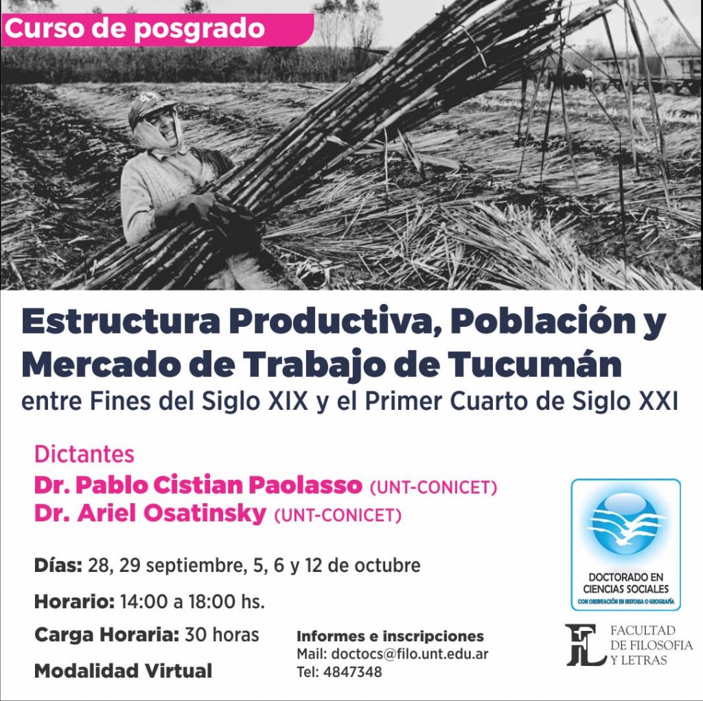 Curso de Posgrado virtual: «Estructura Productiva, Población y Mercado de trabajo de Tucumán»