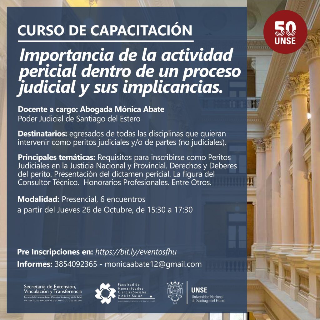 Curso: «Importancia de la actividad pericial dentro de un proceso judicial y sus implicancias»