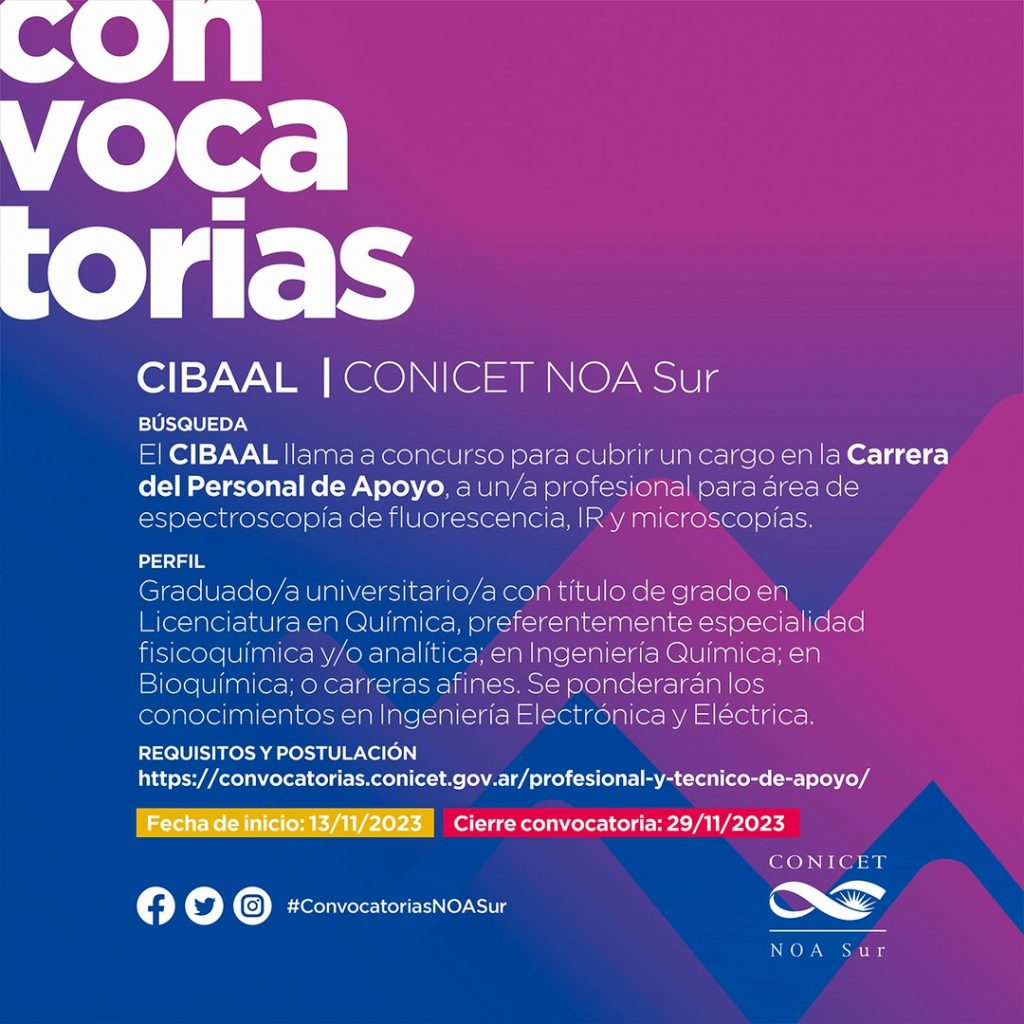 Convocatoria del CIBAAL para cargo en la Carrera del Personal de Apoyo