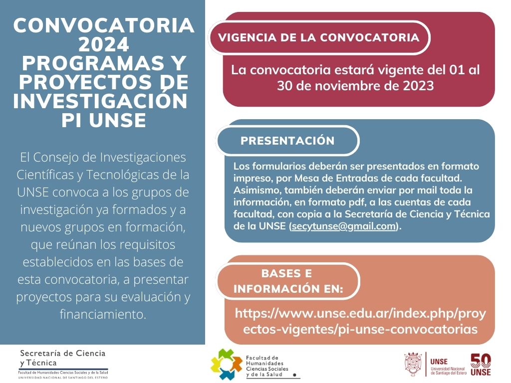 PROGRAMAS Y PROYECTOS PI UNSE – CONVOCATORIA 2024