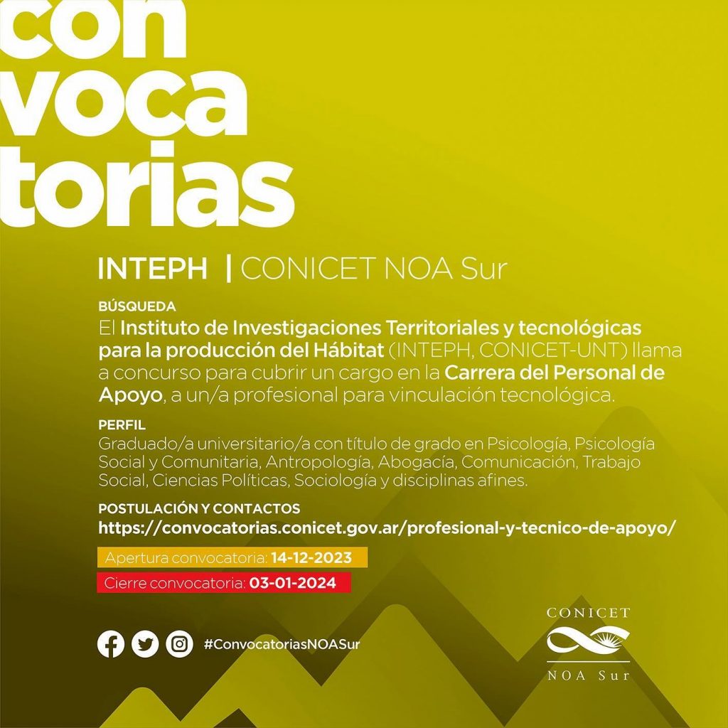 Convocatoria del INTEPH para cargo en la Carrera del Personal de Apoyo