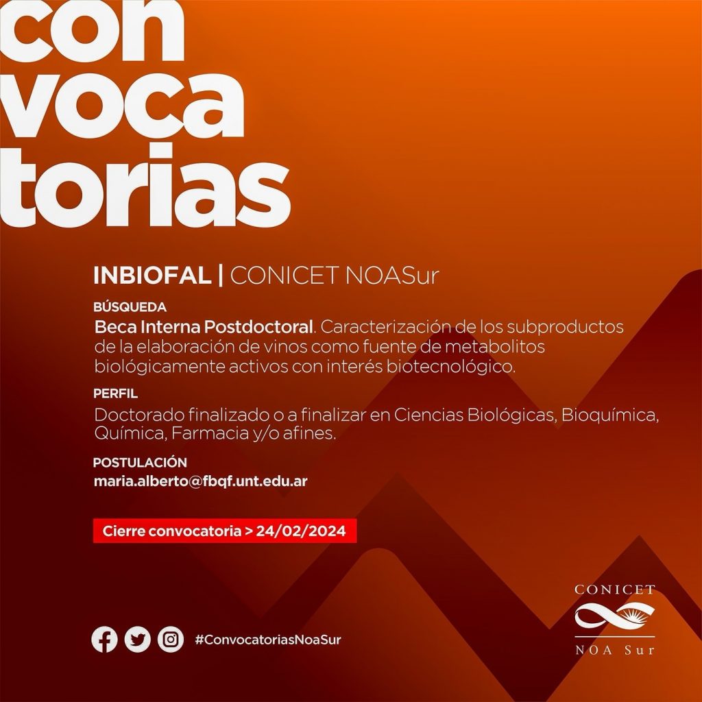 INBIOFAL – Convocatoria para beca interna posdoctoral