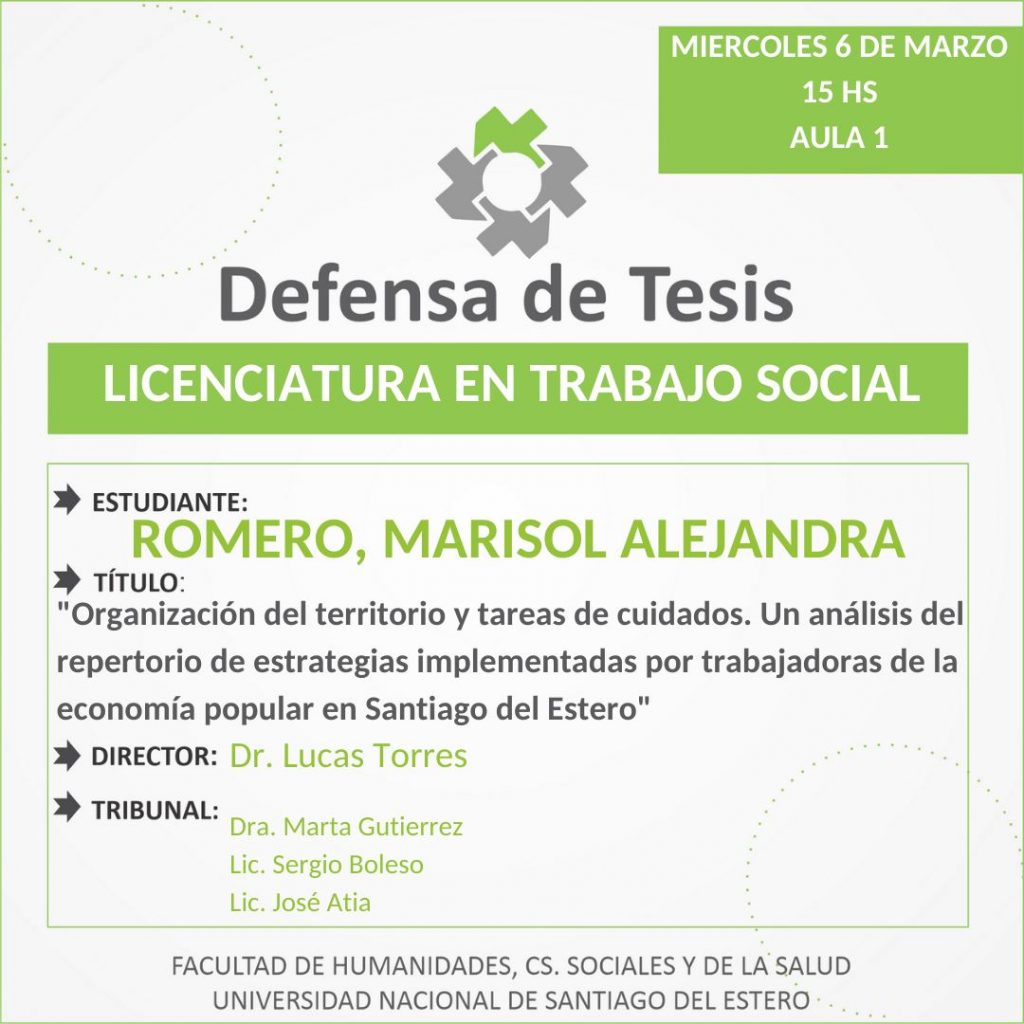 Tesis: «Organización del territorio y tareas de cuidados»