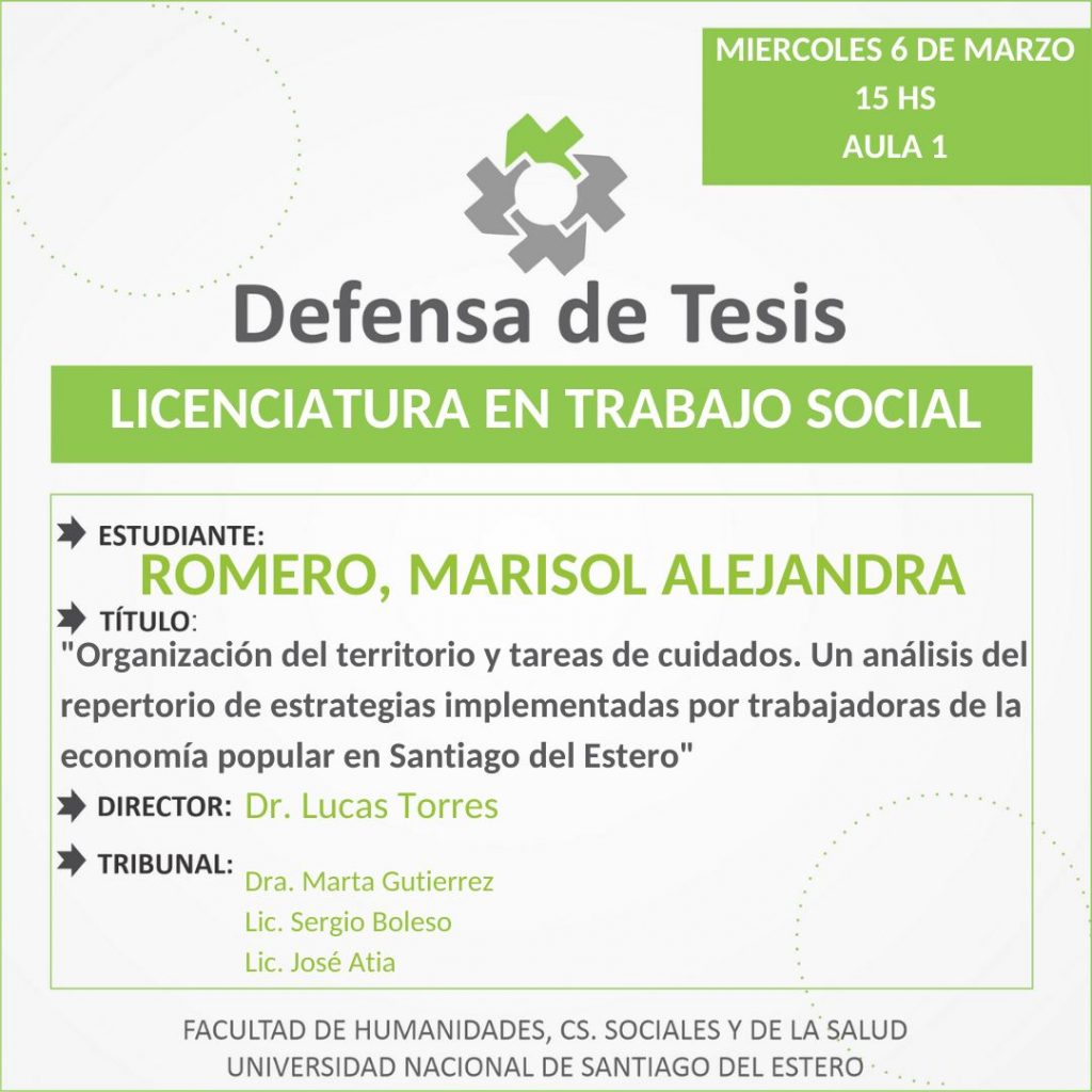 Tesis: “Organización del territorio y tareas de cuidados”