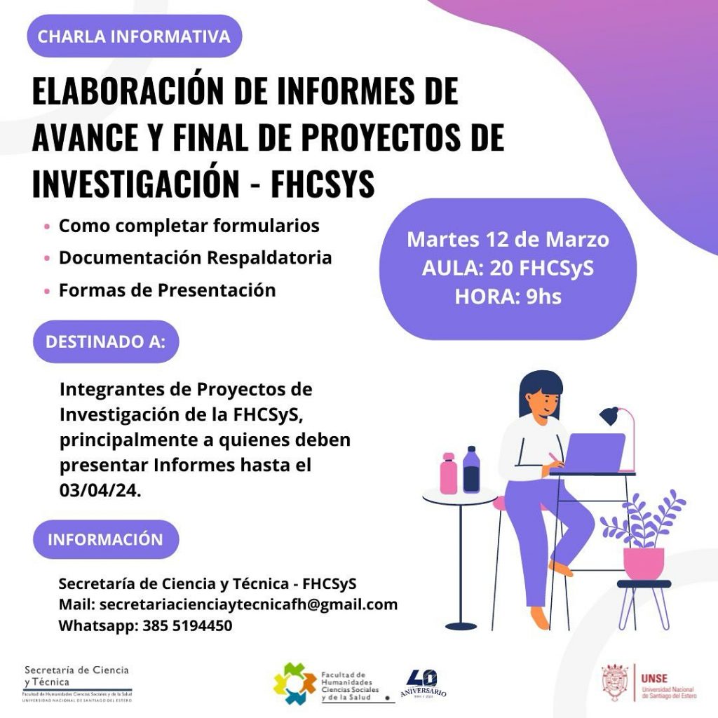 Charla: «Elaboración de Informes de Avance y Final de Proyectos de Investigación»