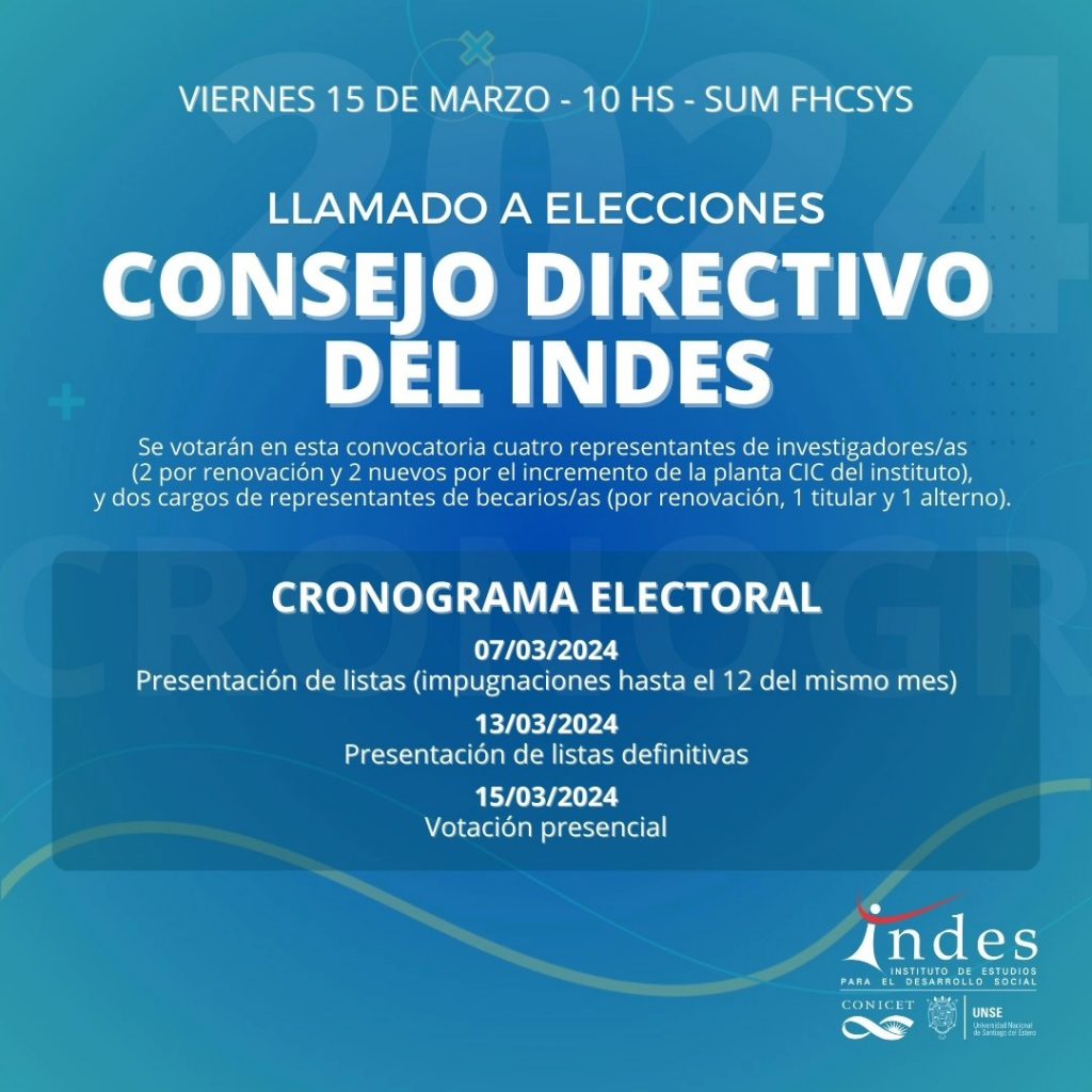Convocatoria a Elecciones del Consejo Directivo del INDES