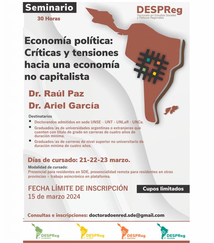 Seminario: “Economía política: Críticas y tensiones hacia una economía no capitalista”