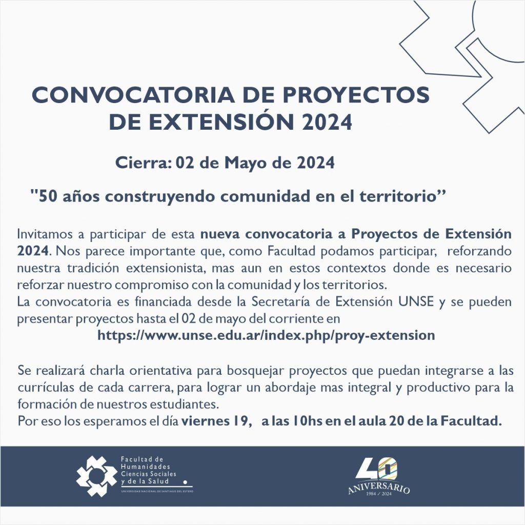 🎤CONVOCATORIA DE PROYECTOS DE EXTENSIÓN 2024