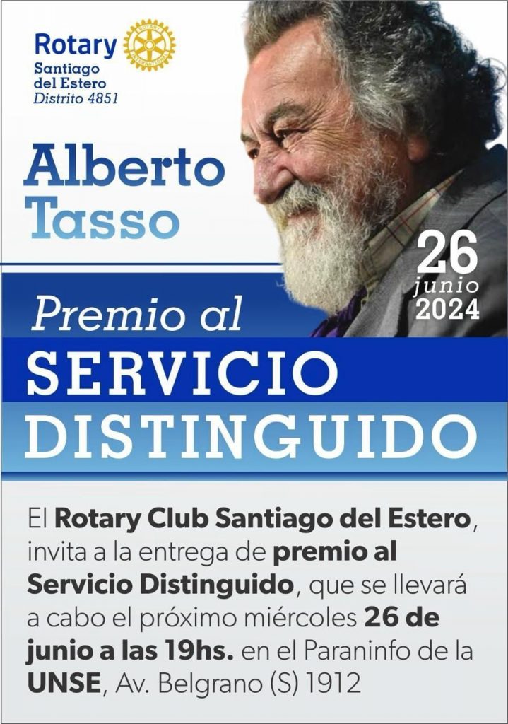 El Rotary Santiago distinguirá con el Premio al Servicio Distinguido a Alberto Tasso