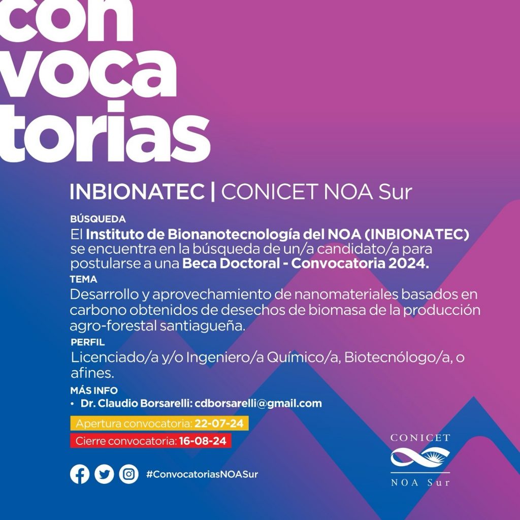 Convocatoria del INBIONATEC para Beca Doctoral 2024