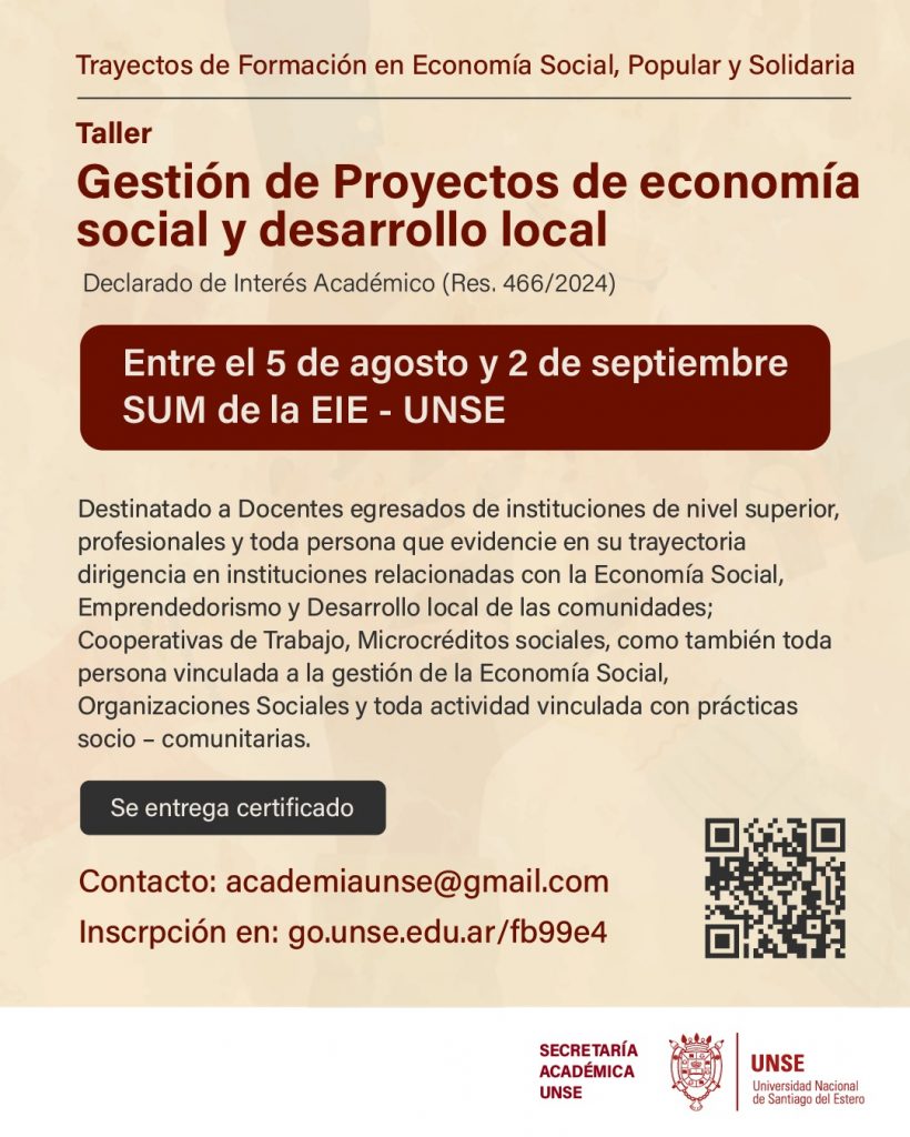 Taller: Gestión de Proyectos de economía social y desarrollo local