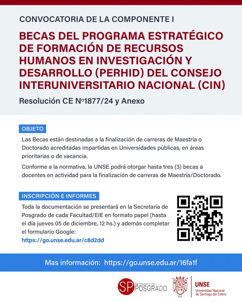 Convocatoria de la Componente I: Becas Del PERHID Del Consejo Interuniversitario Nacional