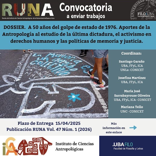 Convocatoria: Revista RUNA, dossier «A 50 años del golpe de Estado de 1976»