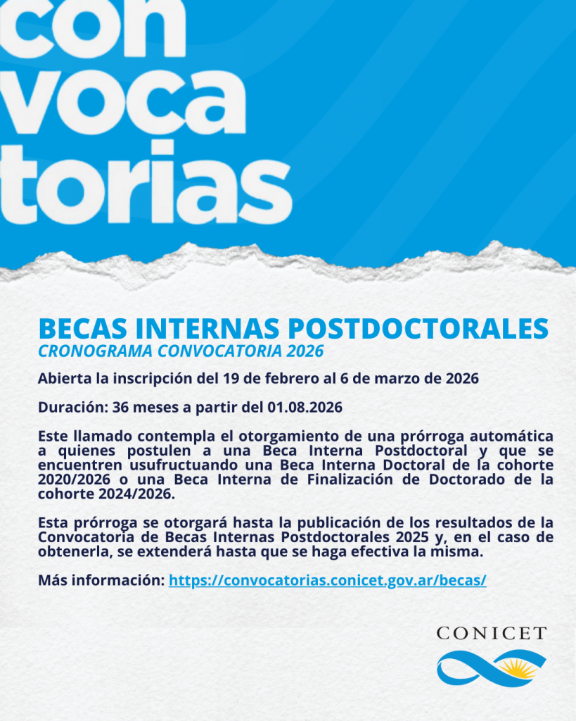 Convocatoria del CONICET: Becas Internas Postdoctorales
