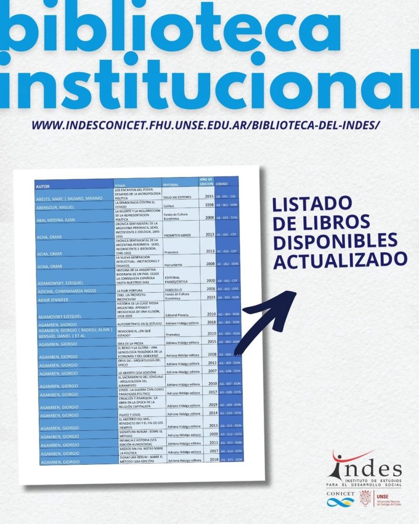 Actualización del listado de nuestra biblioteca institucional