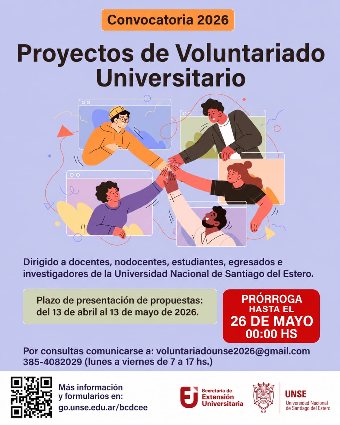 Prórroga en la Convocatoria de los Proyectos de Voluntariado Universitario