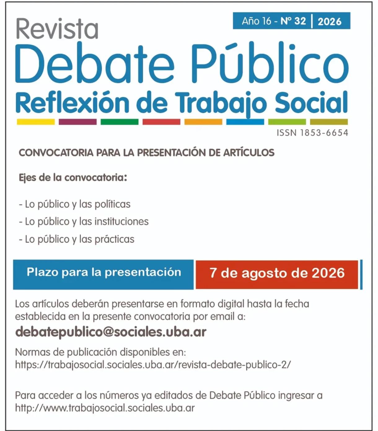 Convocatoria: Revista Debate Público
